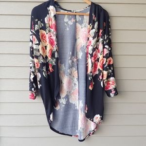 Long floral cardigan